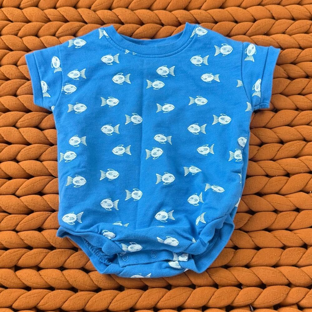Cat Jack Plue Fish Romper Sweatshirt Bubble One Piece Outfit Baby Boy 6-9 Months